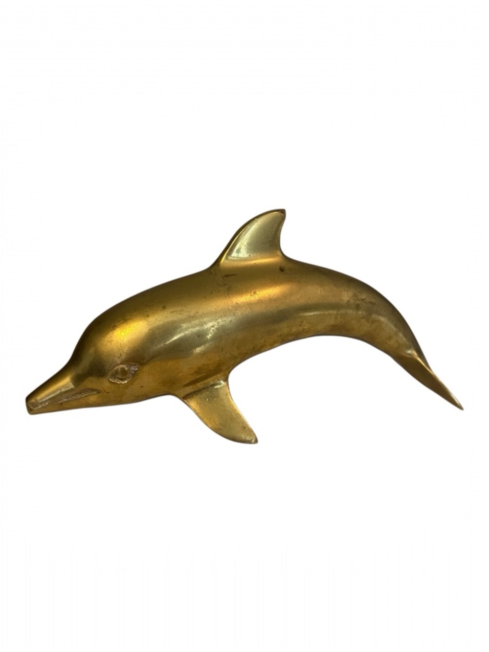 Vintage Brass Dolphin 8.5” Animal Figurine Sculpture Mid Century MCM Decor